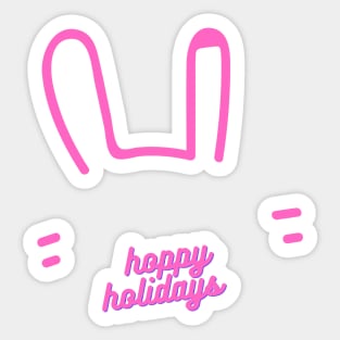 Christmas Rabbit Hoppy Holidays Rabbit Lovers Gift Bunnies Owners Sticker